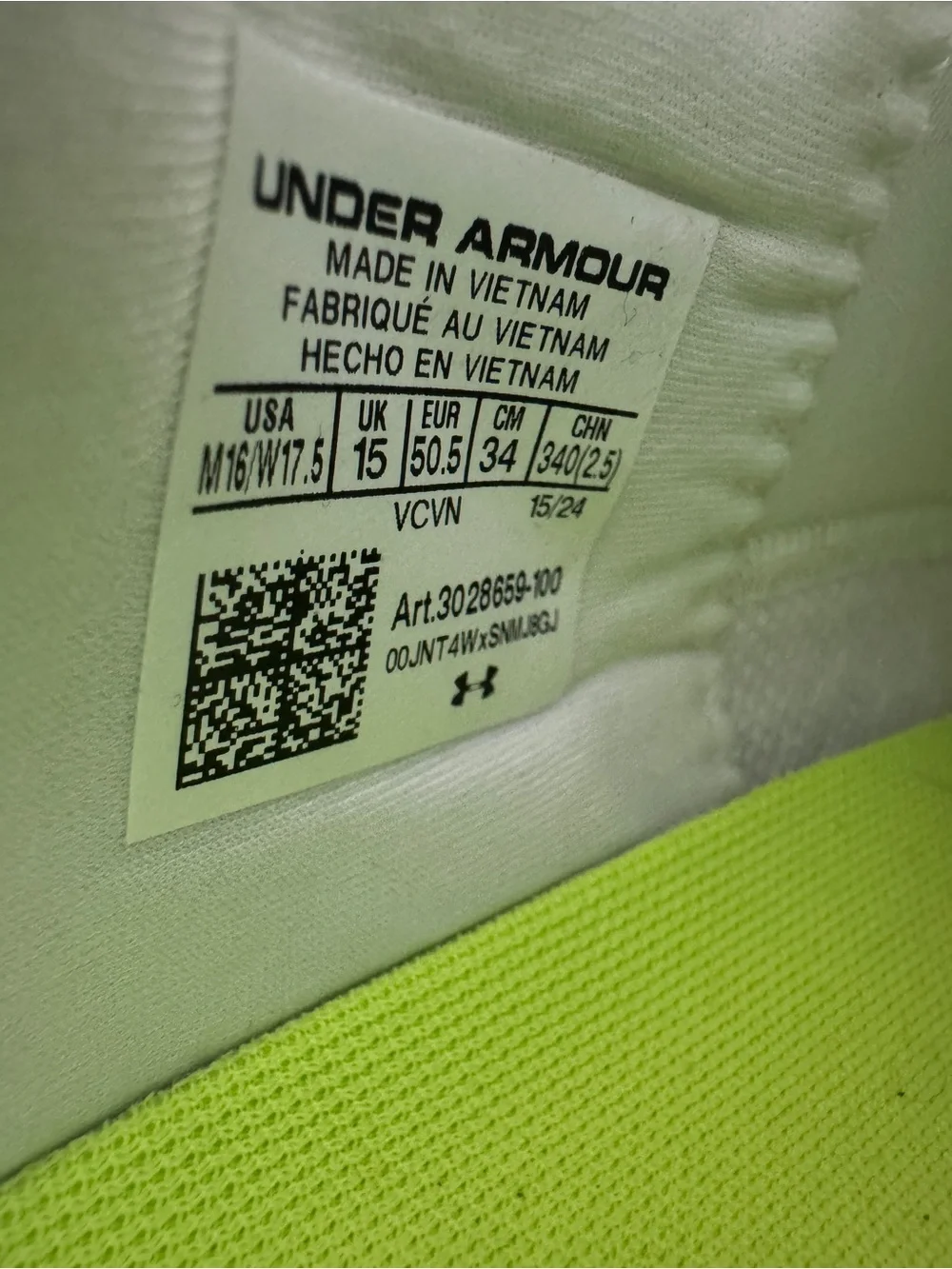 Under Armour IntelliKnit Football Cleats Men’s 16 White Neon Green High Top